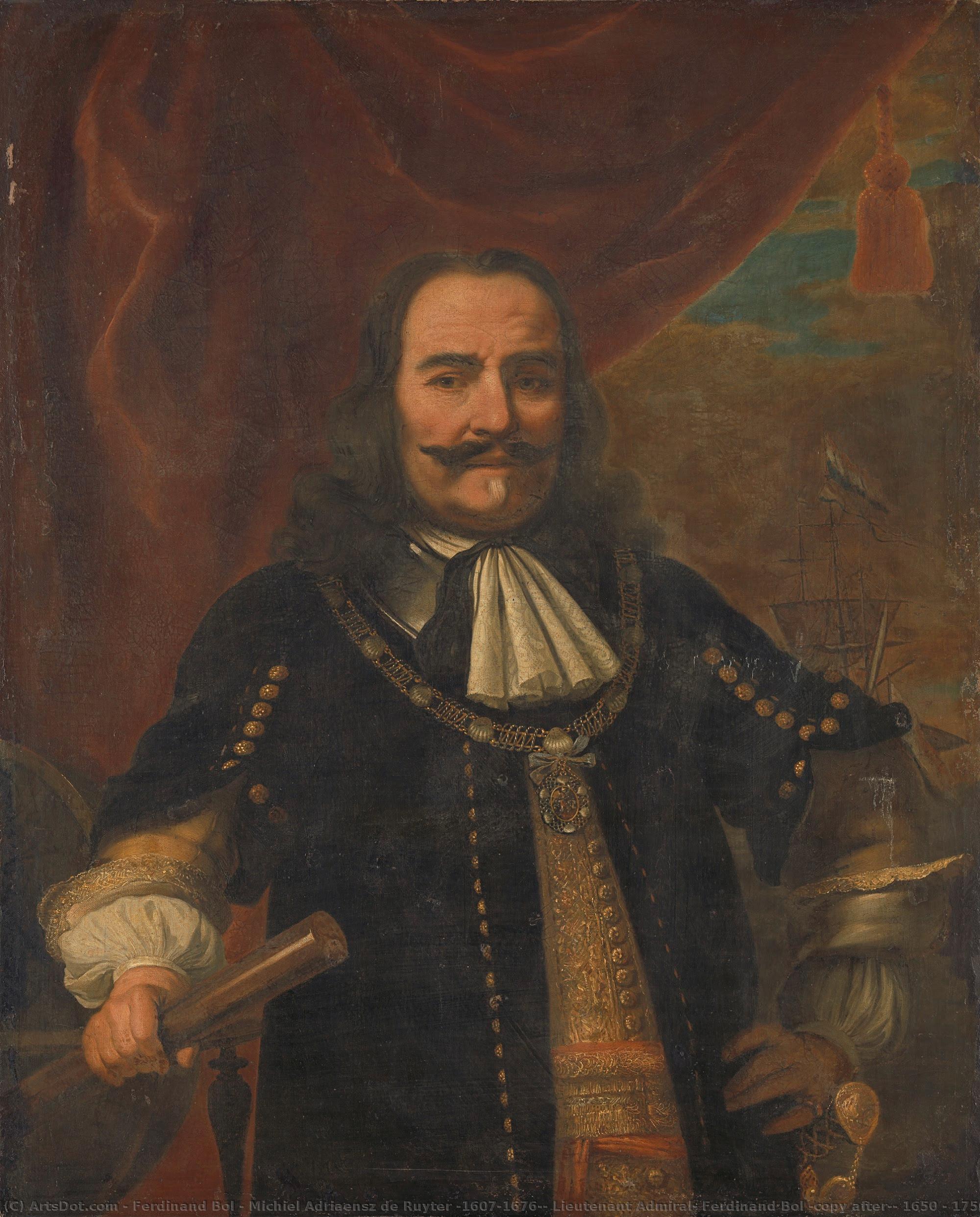 Michiel Adriaensz De Ruyter (1607-1676), Lieutenant Admiral, Ferdinand Bol (copy After), 1650 - 1750 — Ferdinand Bol