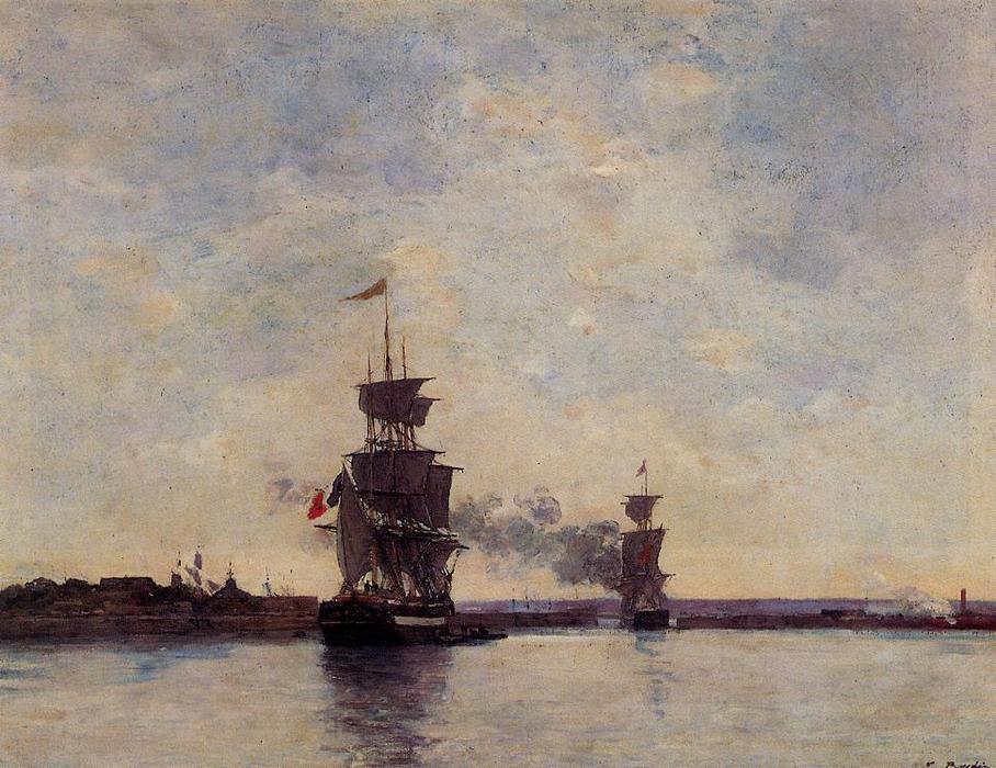 Sailing Ships Entering Port — Eugène Louis Boudin