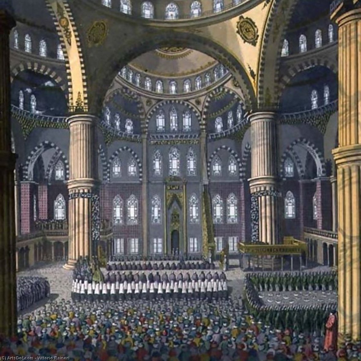 The Celebration Of The Festival Of Mewlod In The Mosque Of The Sultan Ahmed — Vittorio Raineri