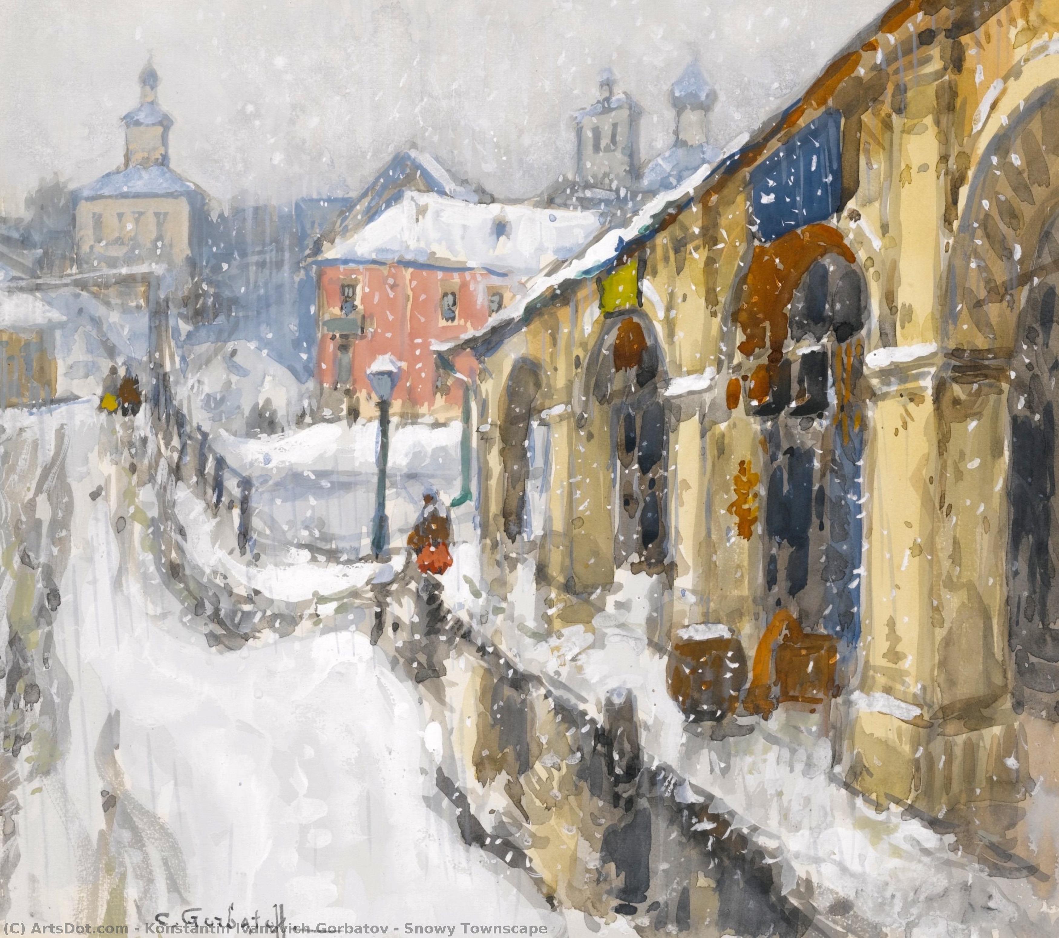 Snowy Townscape — Konstantin Ivanovich Gorbatov