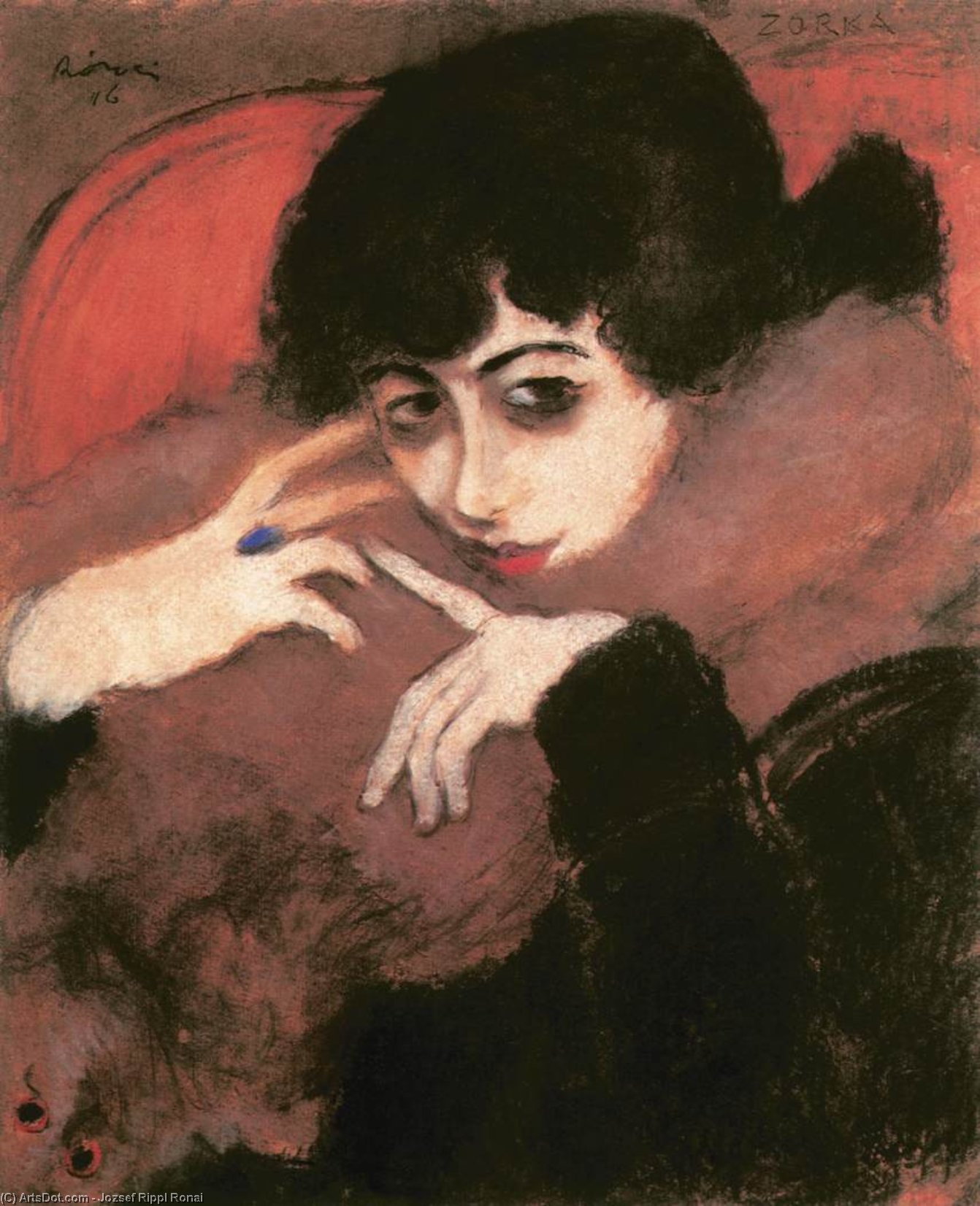 Shivering Girl With A Blue Ring — József Rippl-rónai