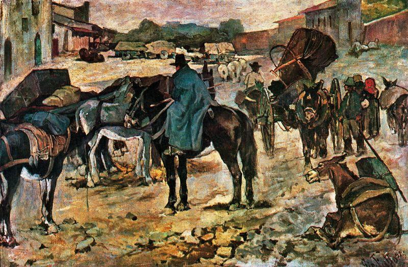 Country Road With Farmers And Quadrupeds — Giovanni Fattori