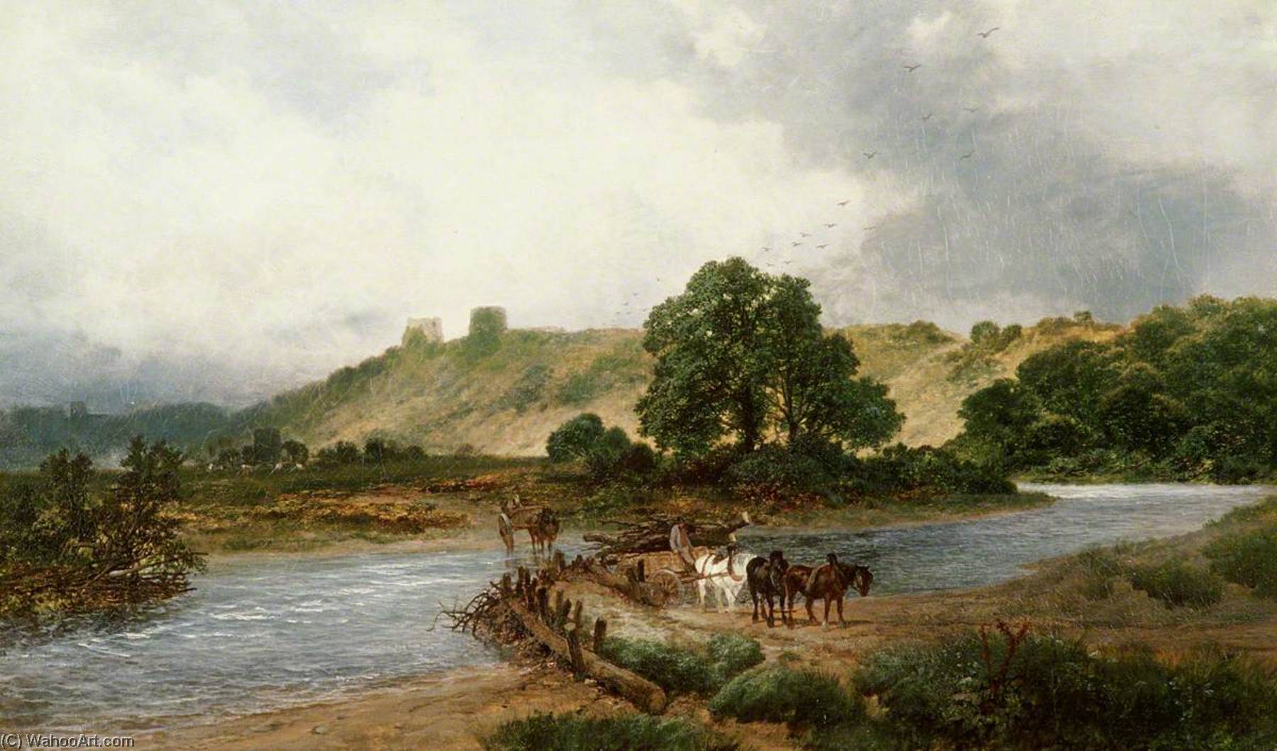 Hauling Logs Near Rhuddlan Castle — James Peel