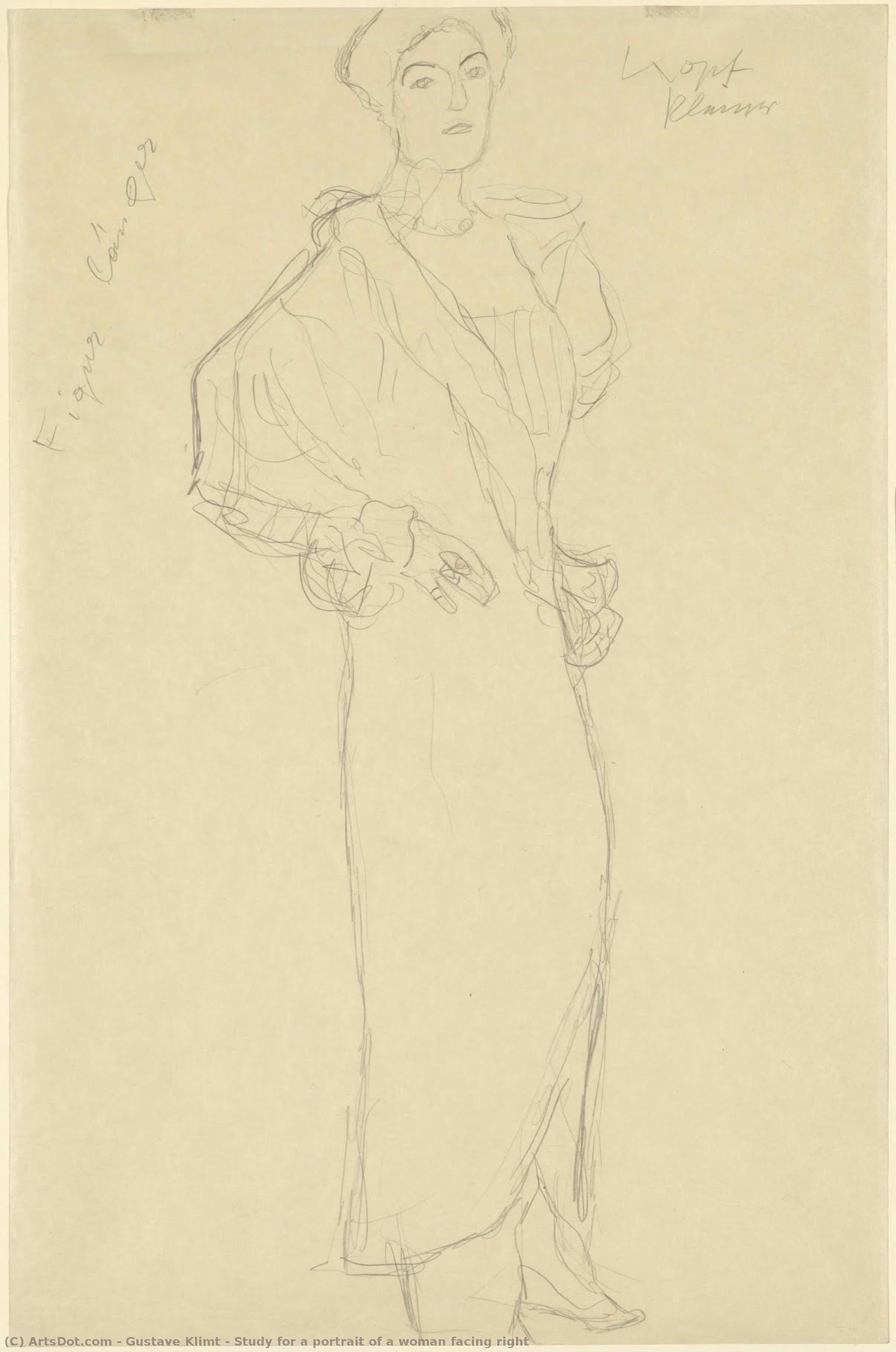Study For A Portrait Of A Woman Facing Right — Gustav Klimt