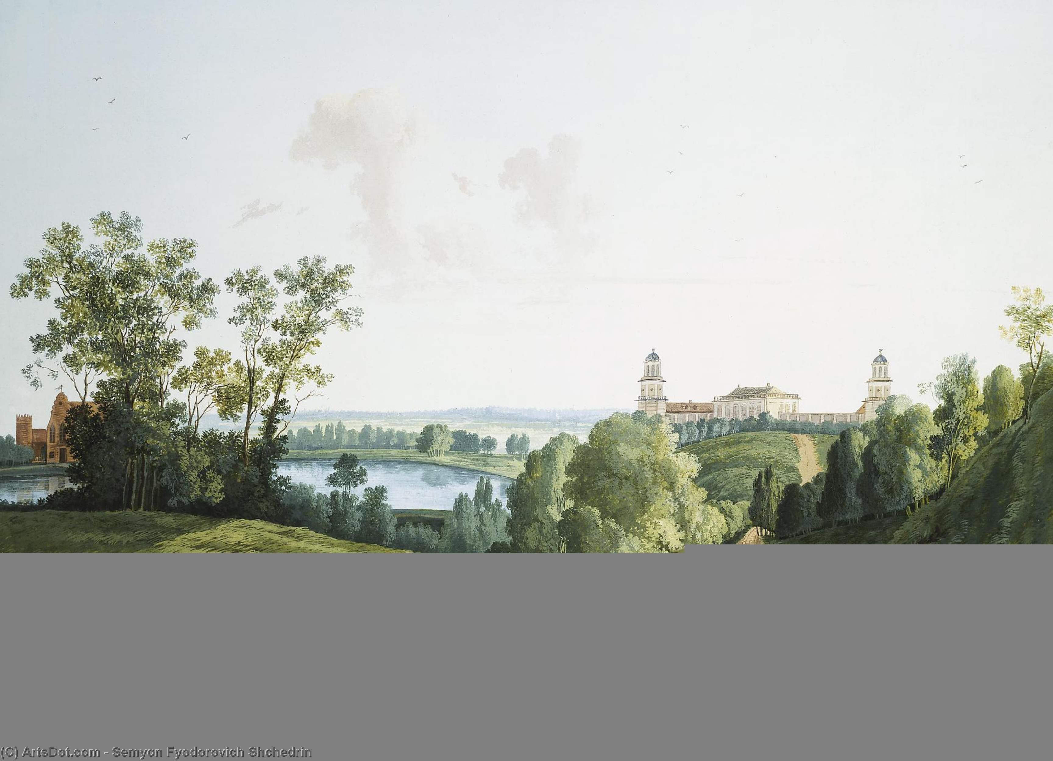 Landscape With A Farm In The Park In Tsarskoye Selo — Semjon Fjodorowitsch Schtschedrin
