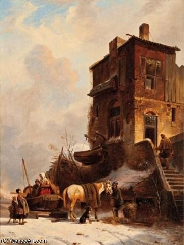 Arriving At The Inn — Salomon Leonardus Verveer