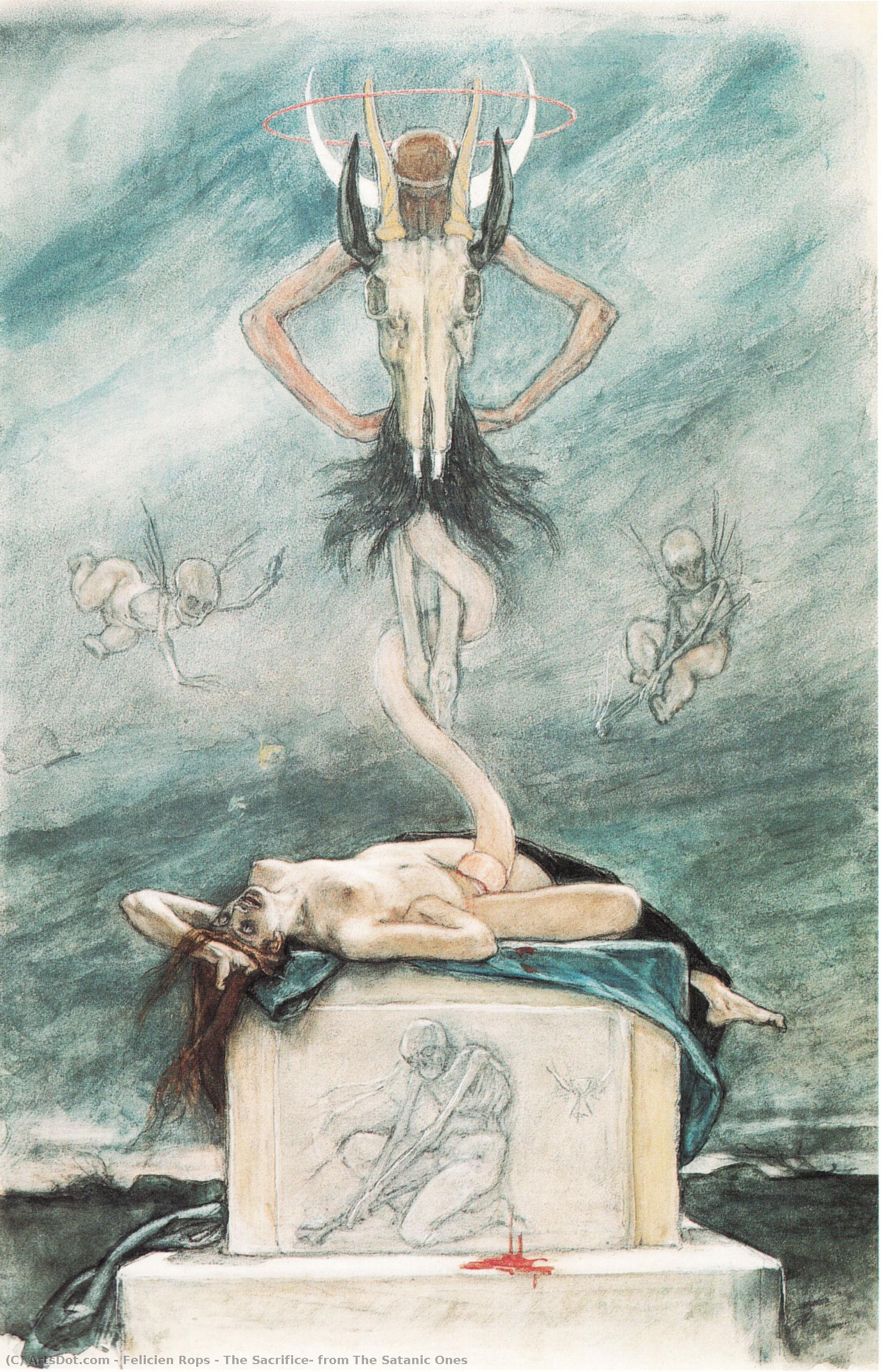 The Sacrifice, From The Satanic Ones — Félicien Rops
