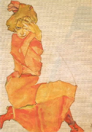 Young Girl In Orange — Egon Schiele