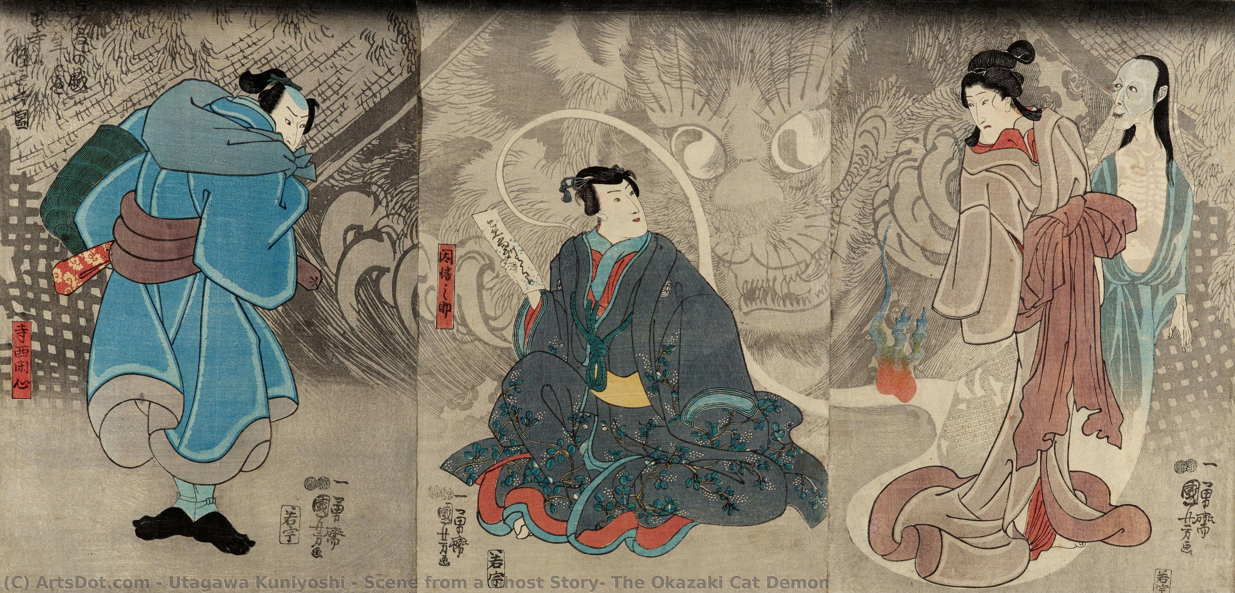 Scene From A Ghost Story: The Okazaki Cat Demon — Utagawa Kuniyoshi