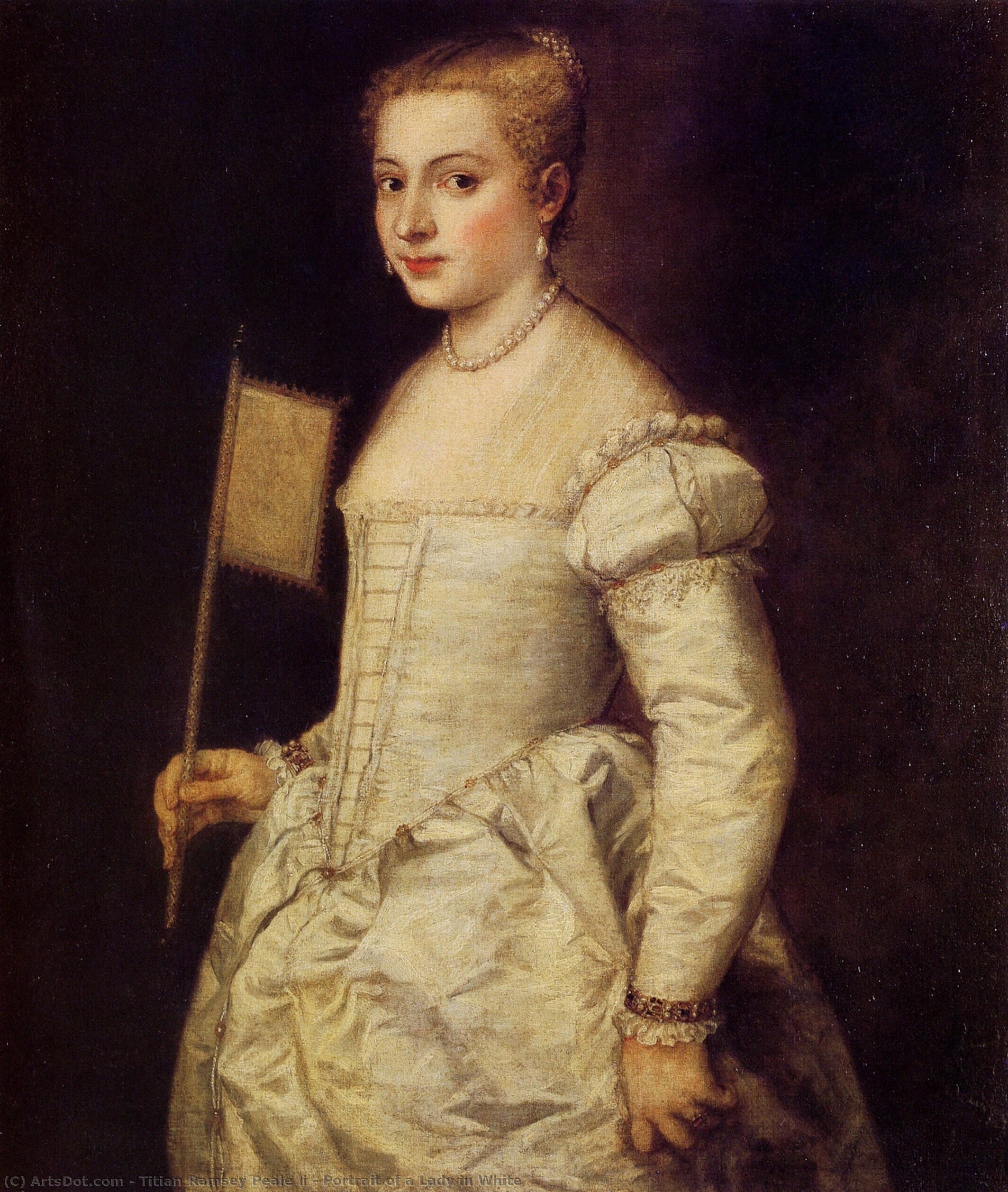 Porträt Einer Dame In Weiß — Tizian Ramsay Peale Ii