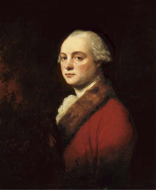 Portrait Of John Kenwich, Jr., Bust-length, In A Red Coat With Fur Trim — George Romney