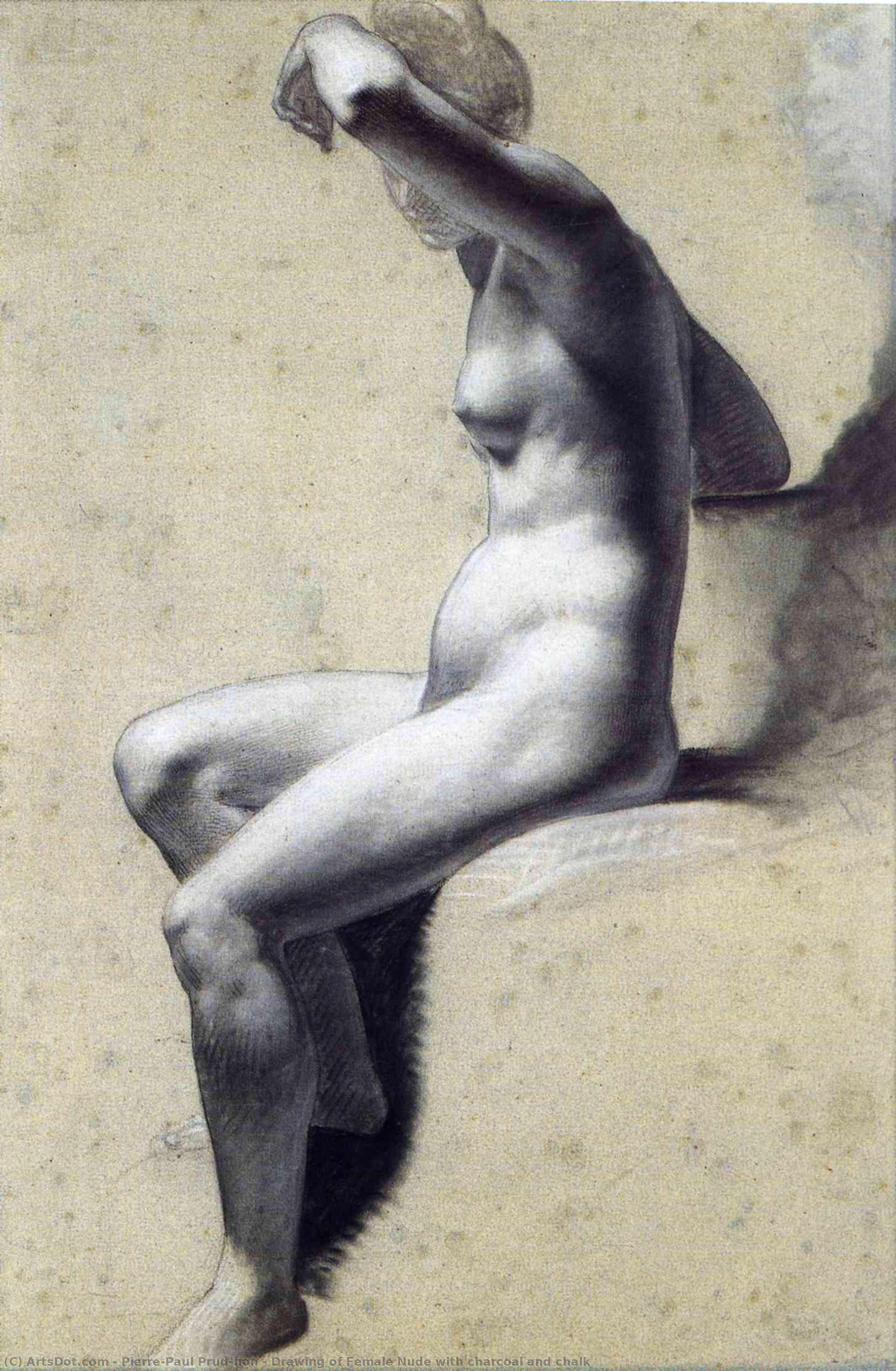 Drawing Of Female Nude With Charcoal And Chalk — Pierre-paul Prud'hon