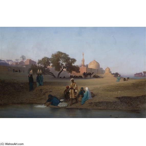 A Village Along The Nile Near Cairo — Charles Théodore Frère Dit Frère Bey