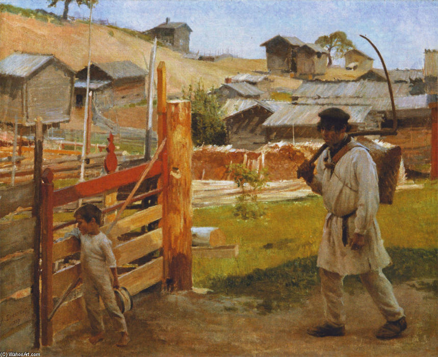 Veräjällä (portaan Kylä) — Albert Edelfelt