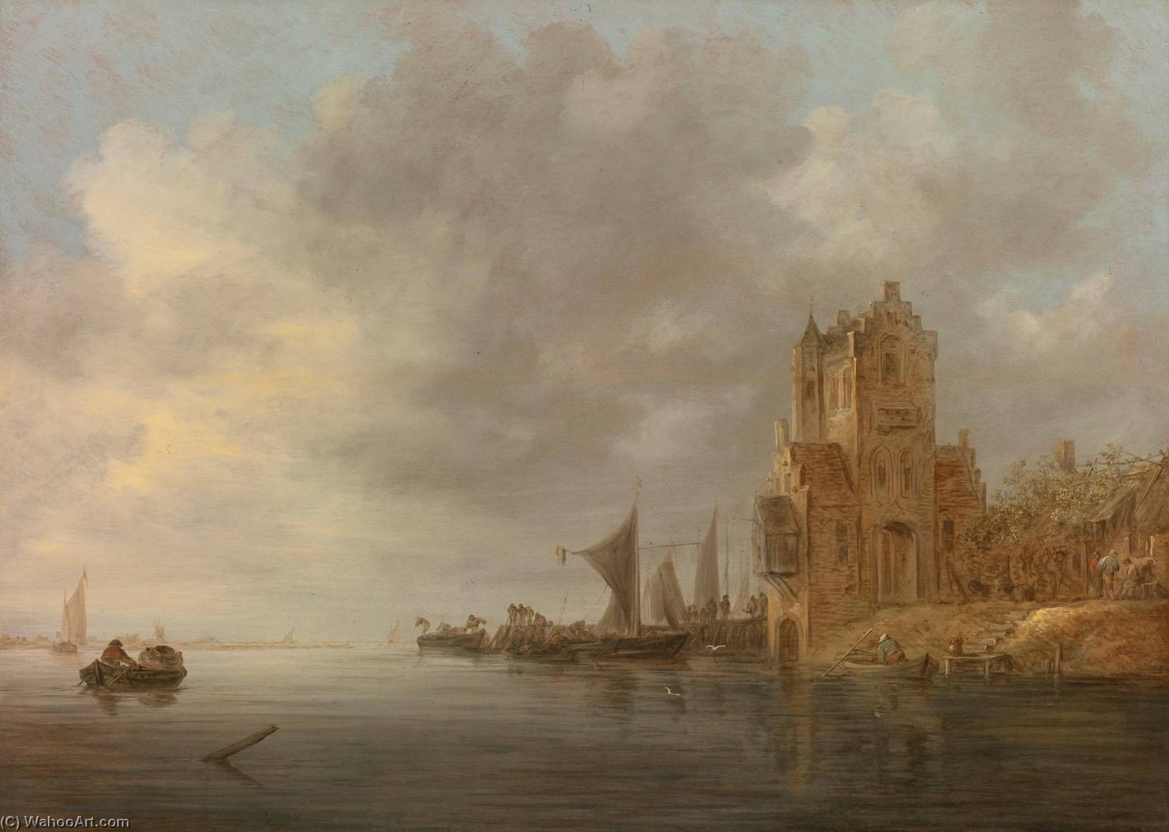 River Landscape With The Pellekussenpoort, Near Utrecht — Jan Josefsz Van Goyen