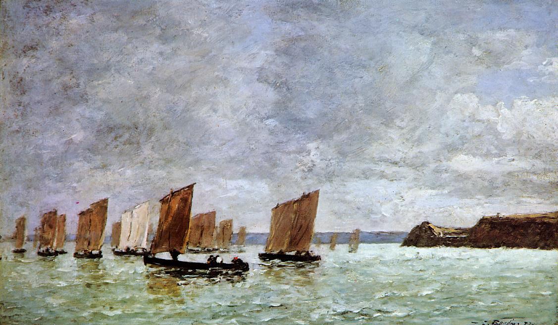 Camaret, Fishing Boats Off The Shore — Eugène Louis Boudin