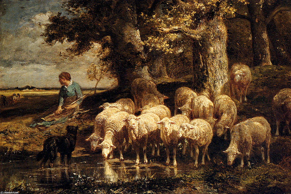 A Shepherdess With Her Flock — Šarl-emil Žak