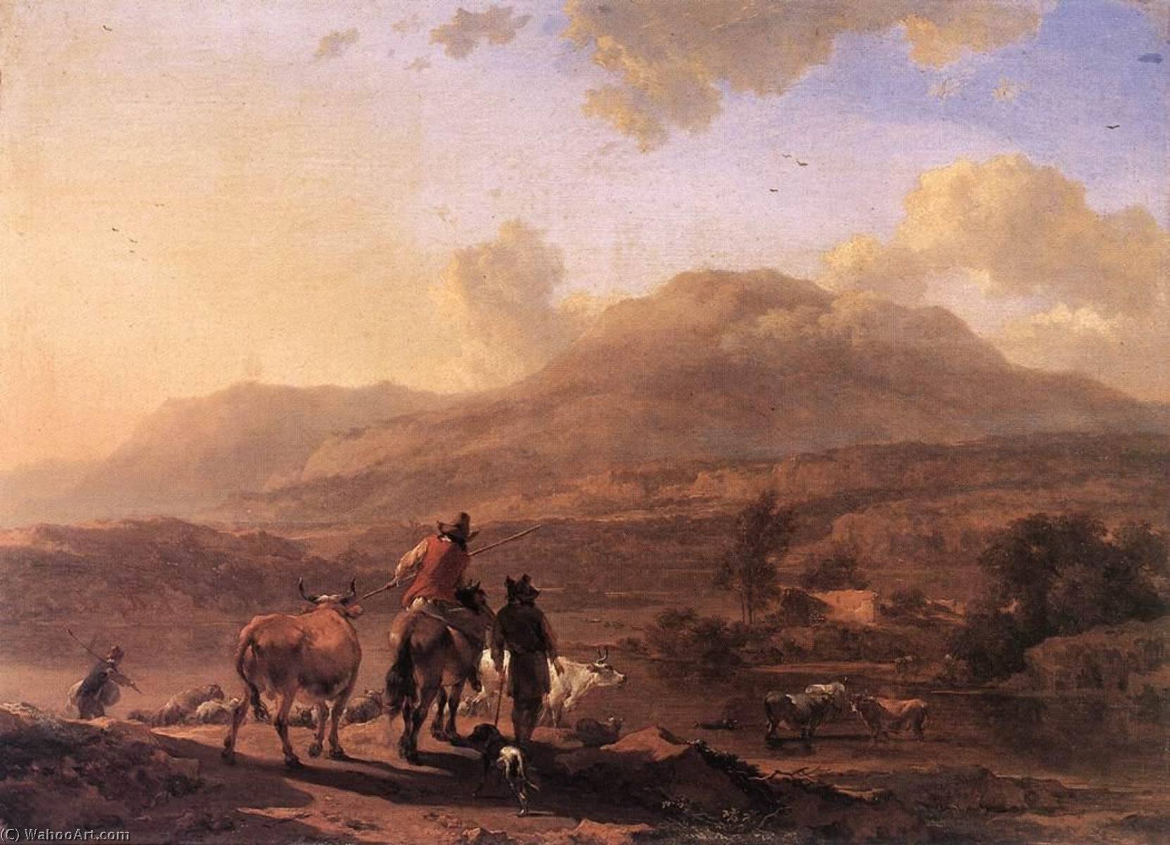 Italian Landscape At Sunset — Nicolaes Pietersz. Berchem