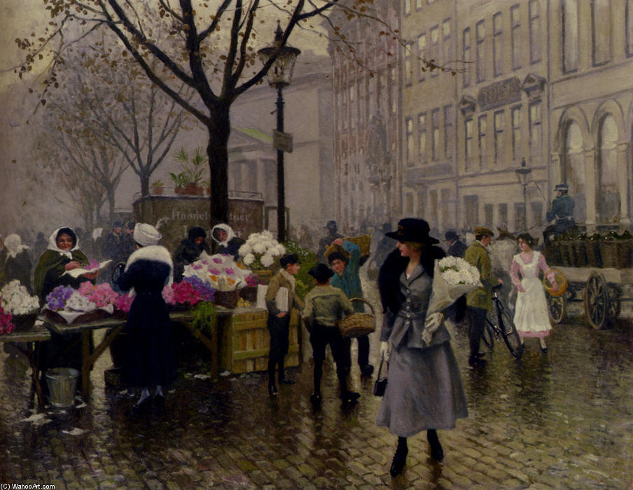 The Flower Market, Copenhagen — Paul Gustave Fischer