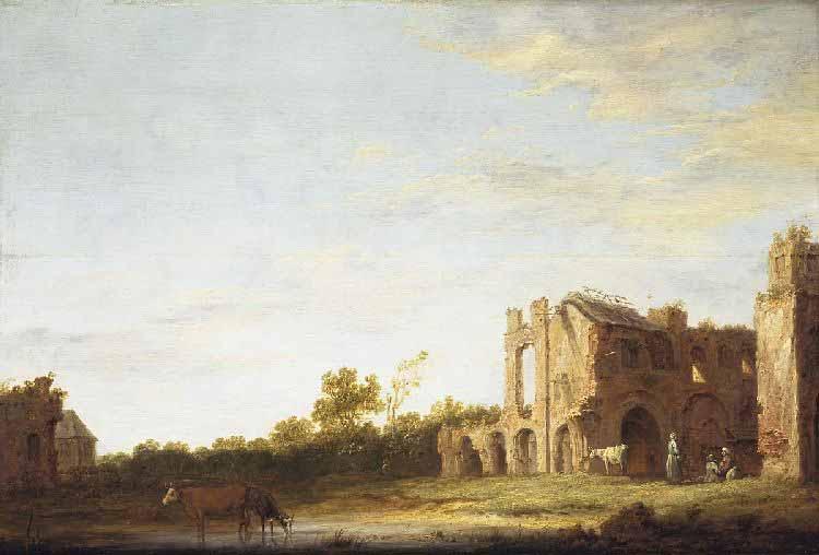 Landscape With The Ruins Of The Abbey At Leiden Rijnsburg — Aelbert Jacobsz Cuyp