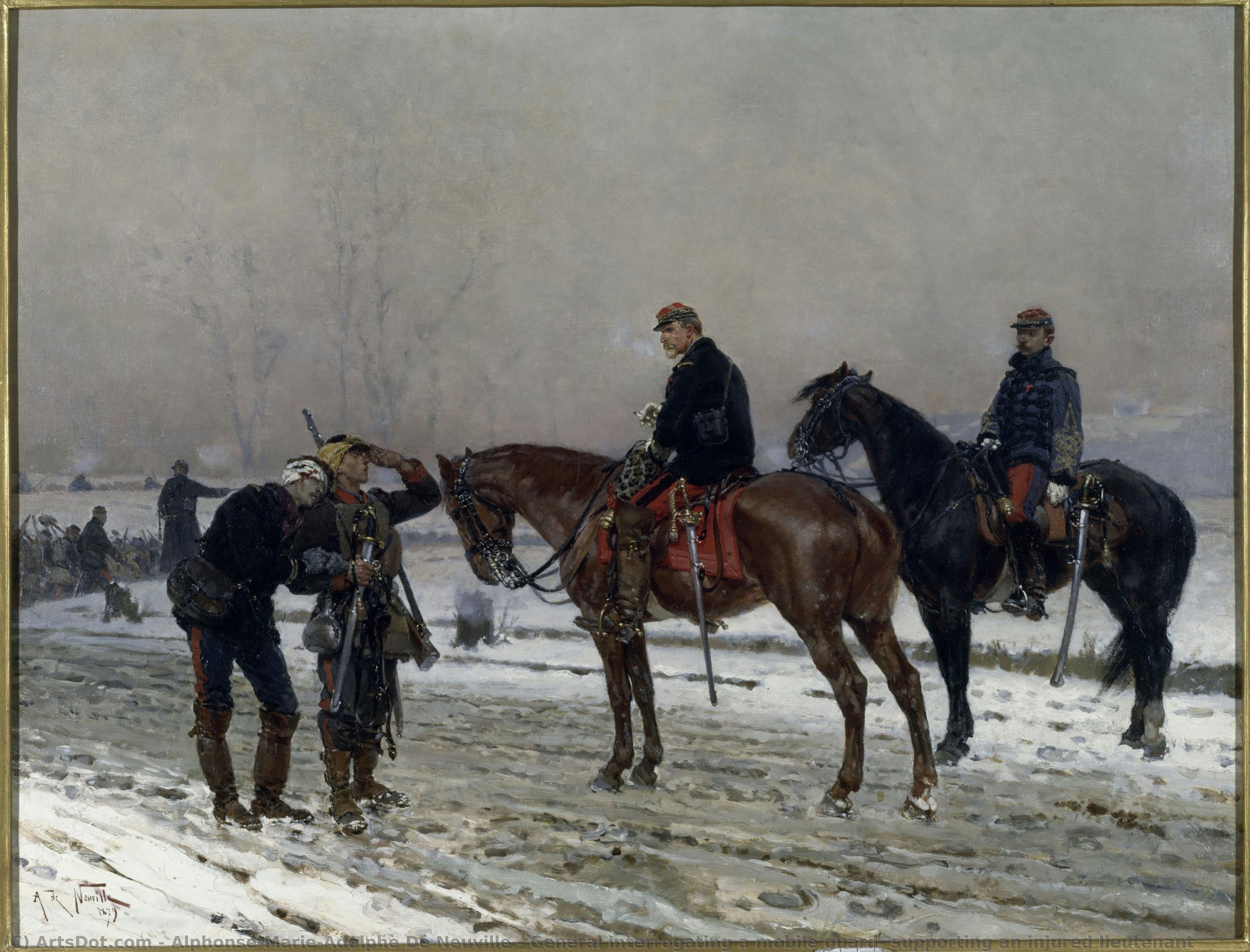 General Interrogating A Mobile Guard, Supporting An Injured Lieutenant — Альфонс Де Неввиль