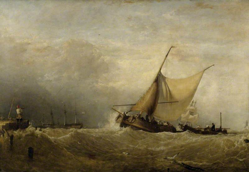 A Sea Piece, With A Dutch Fishing Boat Coming In, And Men Of War In The Distance — Sir Augustus Wall Callcott