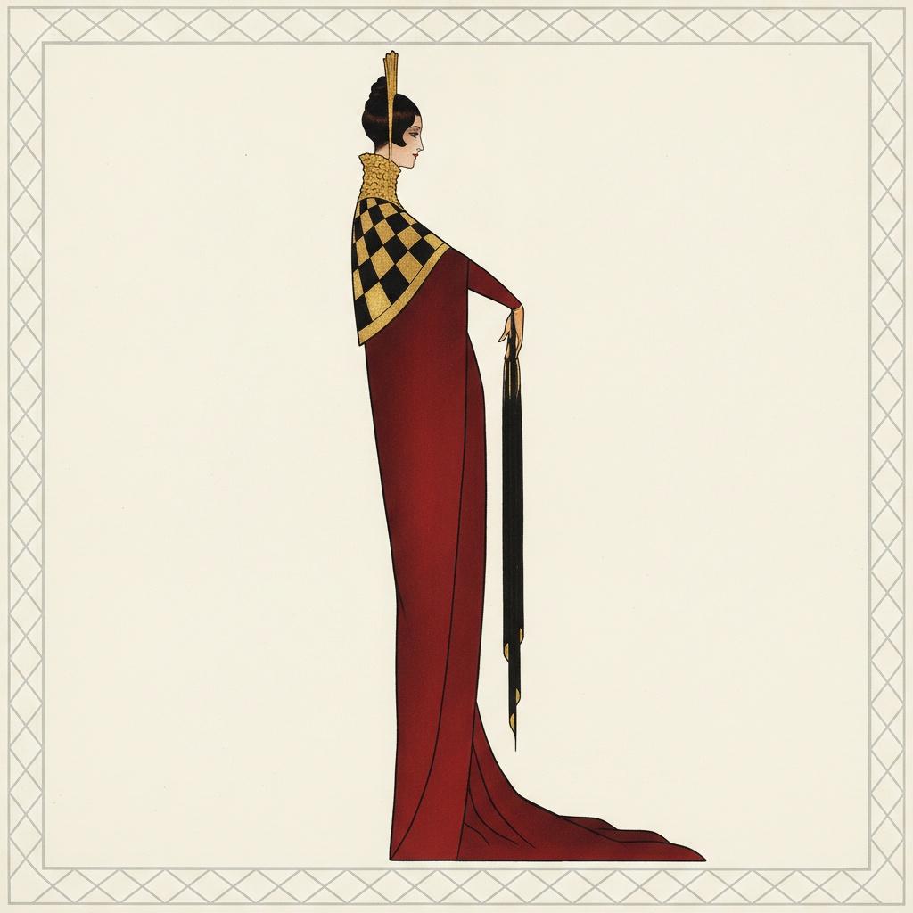 Crimson Silhouette In Gold And Black Checkerboard — Valentin Laurent De Courcey
