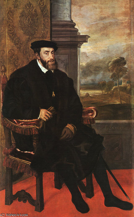 Charles V Seated, Oil On Canvas, Pinakothek At — Titian