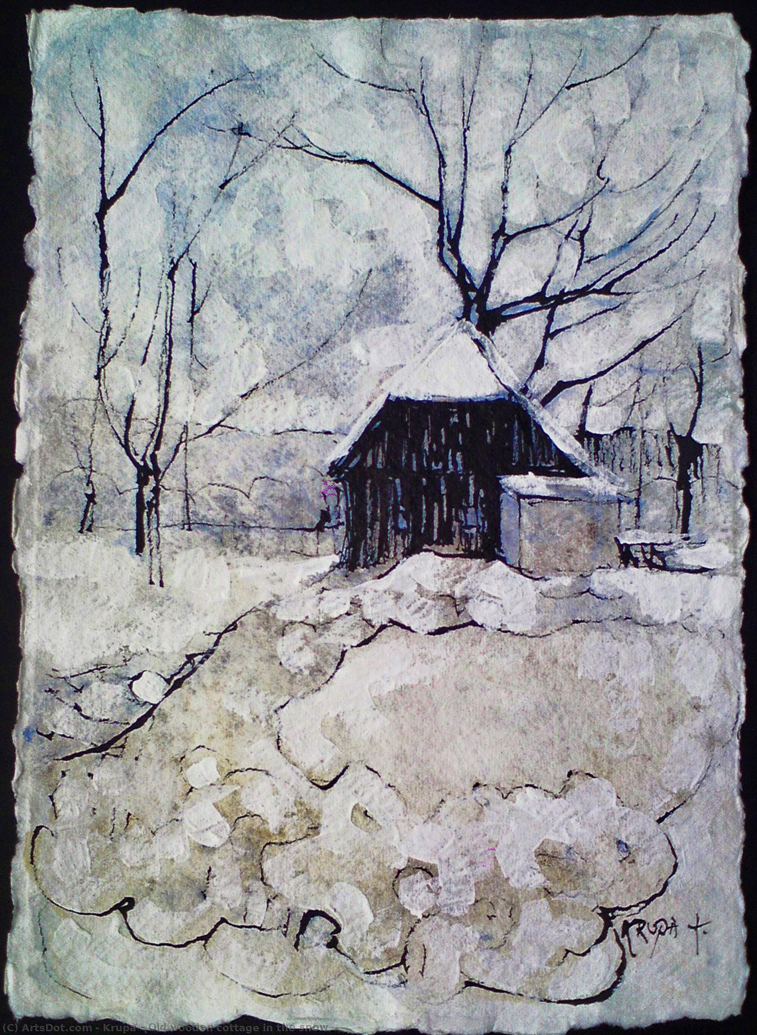 Old Wooden Cottage In The Snow — Alfred Freddy Krupa