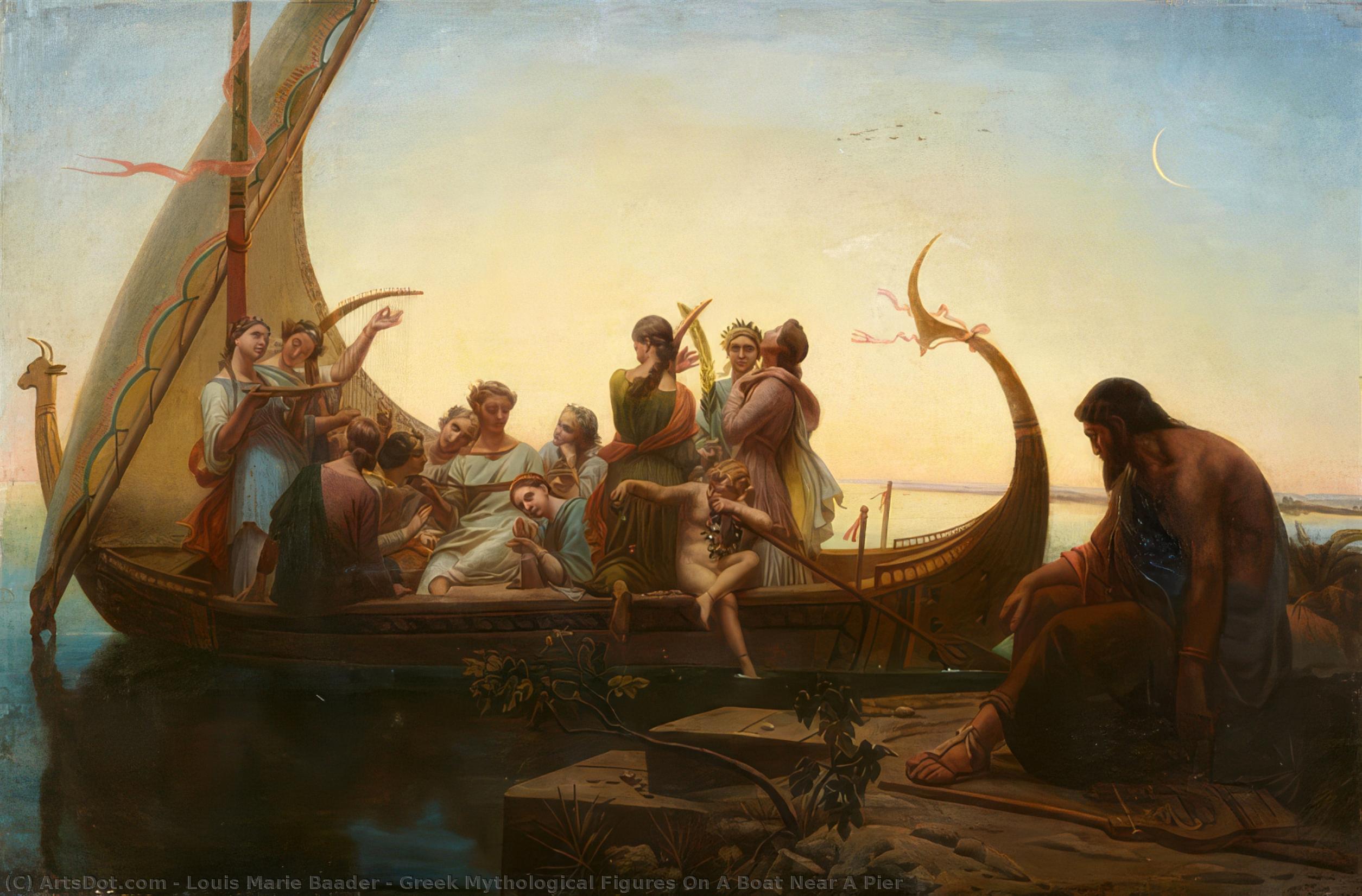 Greek Mythological Figures On A Boat Near A Pier — Louis Marie Baader