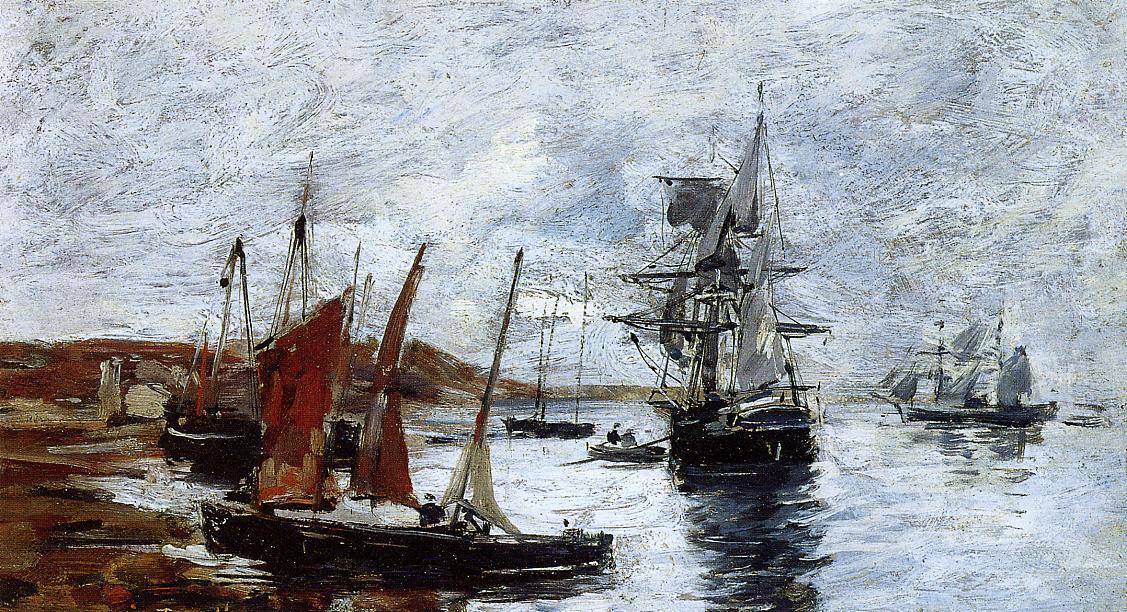Camaret, Boats On The Shore — Eugène Louis Boudin