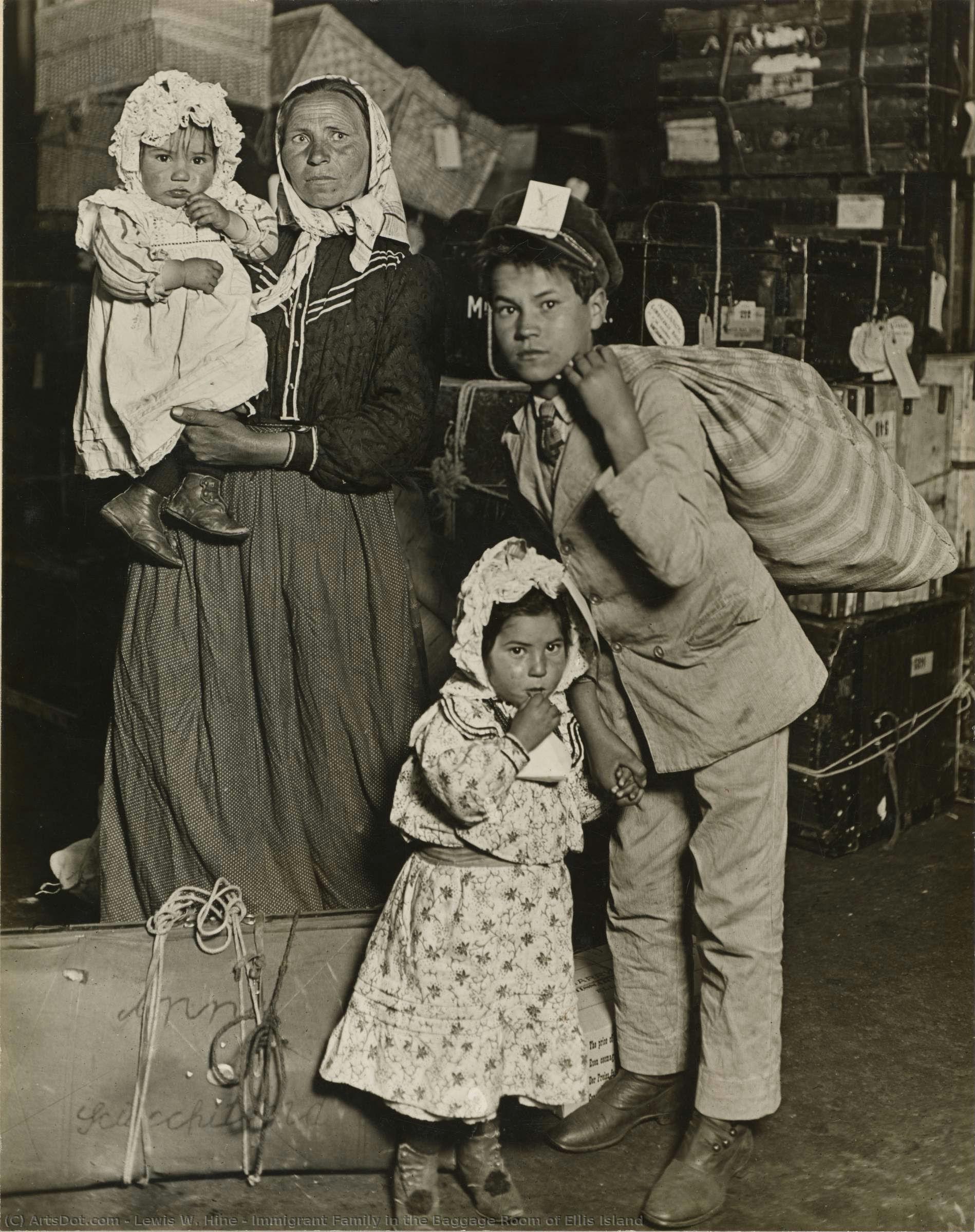 Immigrant Family In The Baggage Room Of Ellis Island — Lewis Wickes Hine