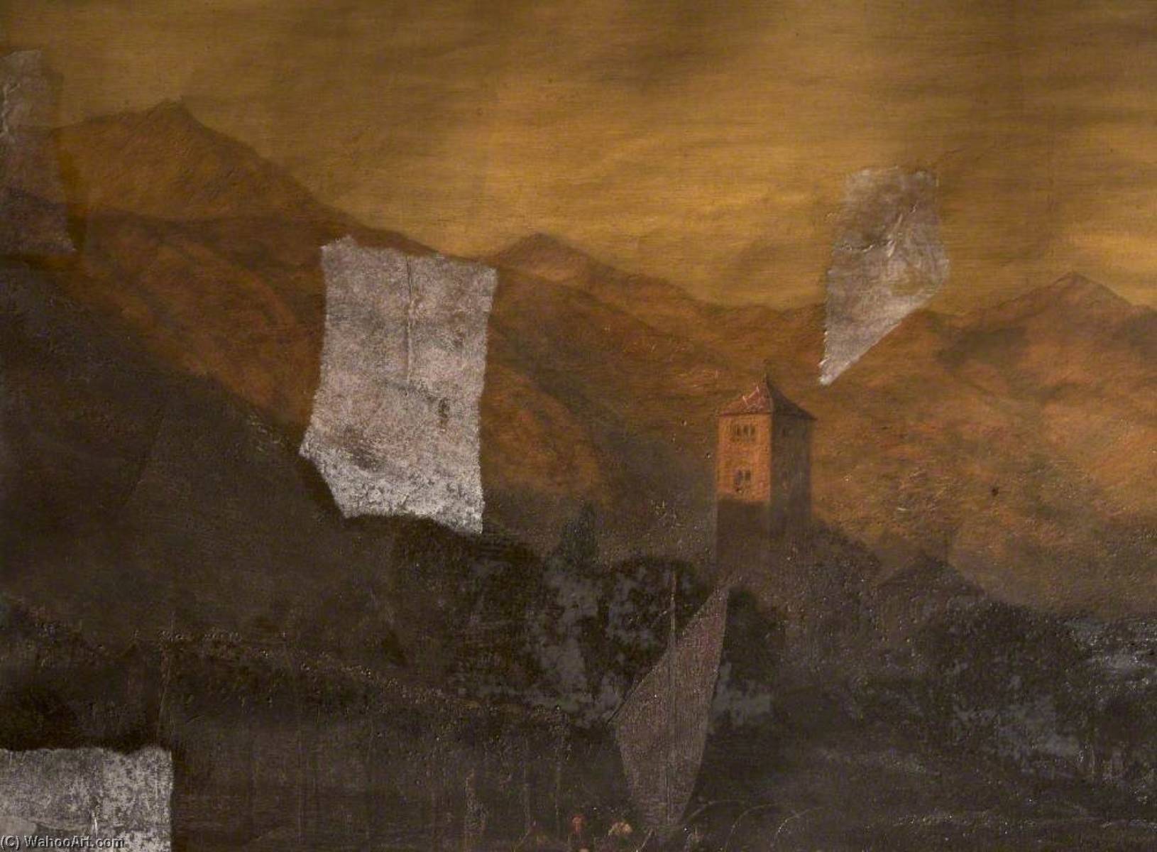 Lake Scene With A Fishing Boat — Thomas Danby
