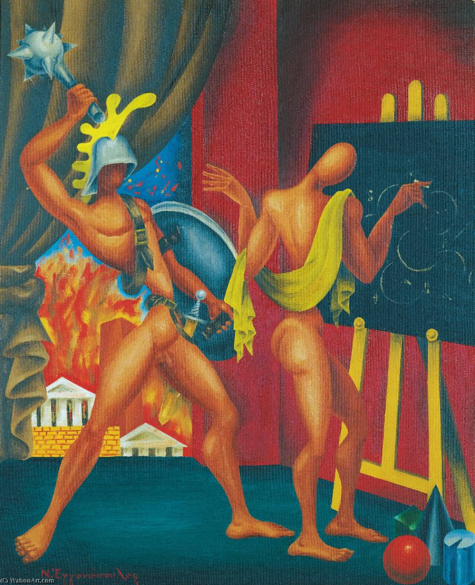 The Death Of Archimedes, With Syracuse In Flames — Nikos Engonopoulos