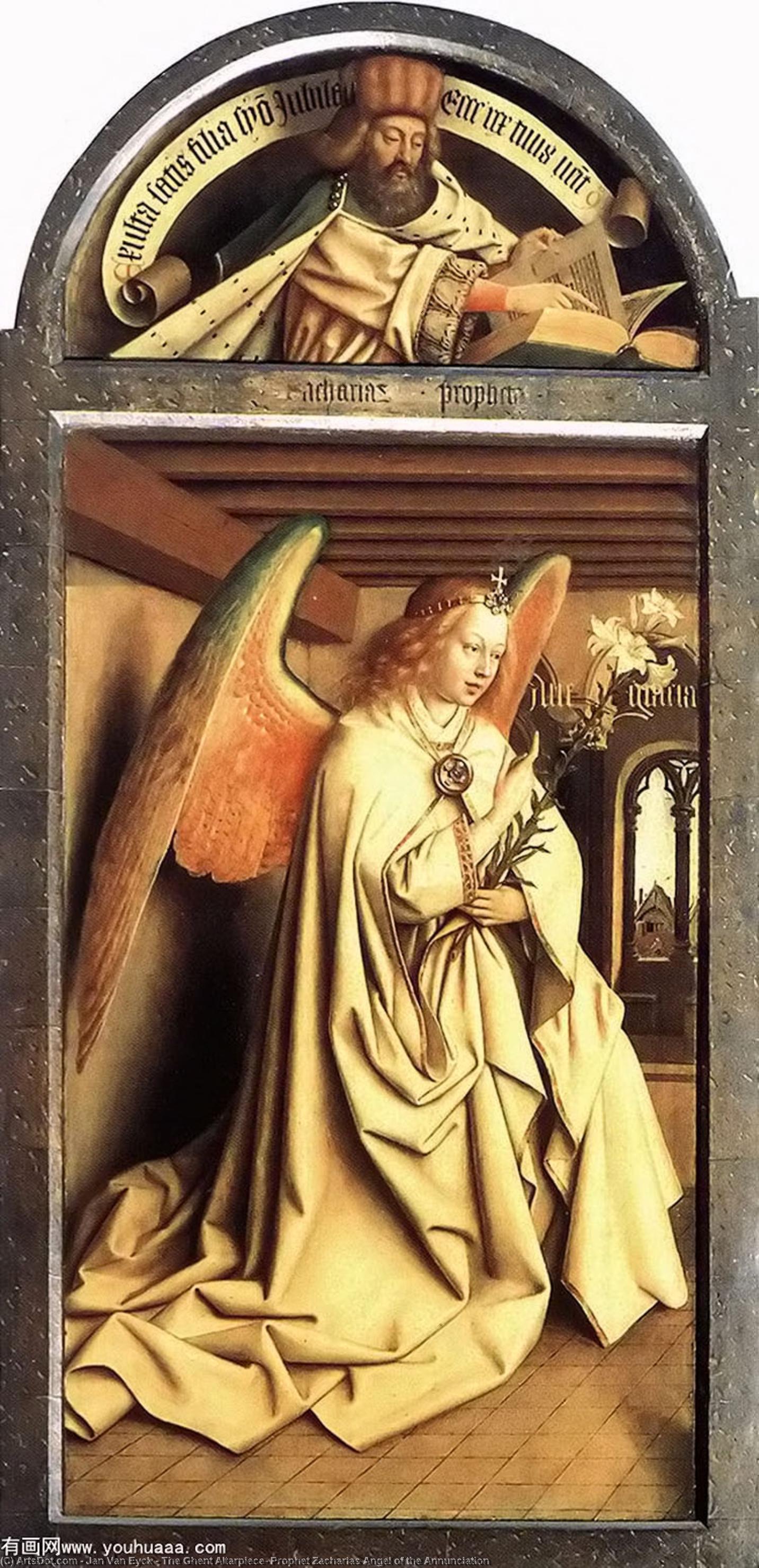Der Göttliche Zachäus Und Der Engel Des Herrn (die Turiner Ave) — Jan Van Eyck