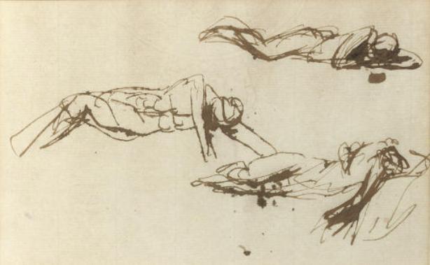 Studies Of Thelassie, The French Dancer, Reclining — George Romney