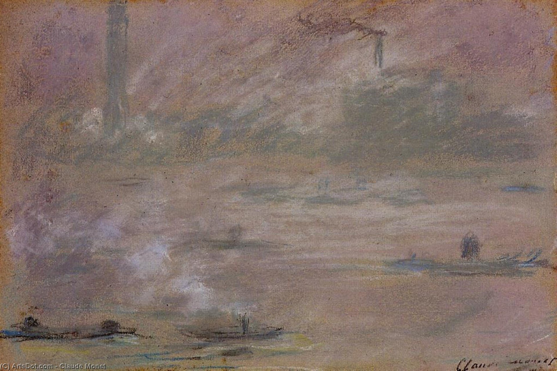 London, Boats On The Thames — Claude Monet