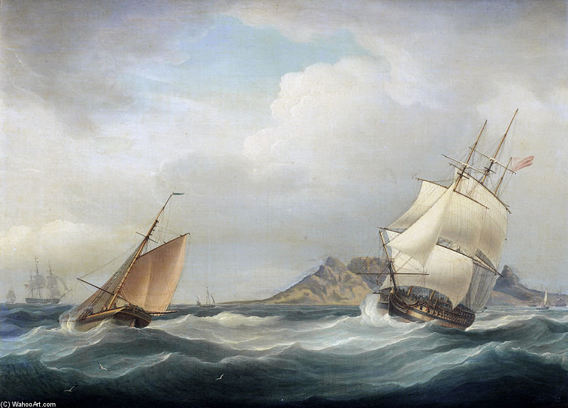Hms Illustrious Heading Out Of Table Bay In Choppy Conditions And A Stiff Breeze — Thomas Whitcombe