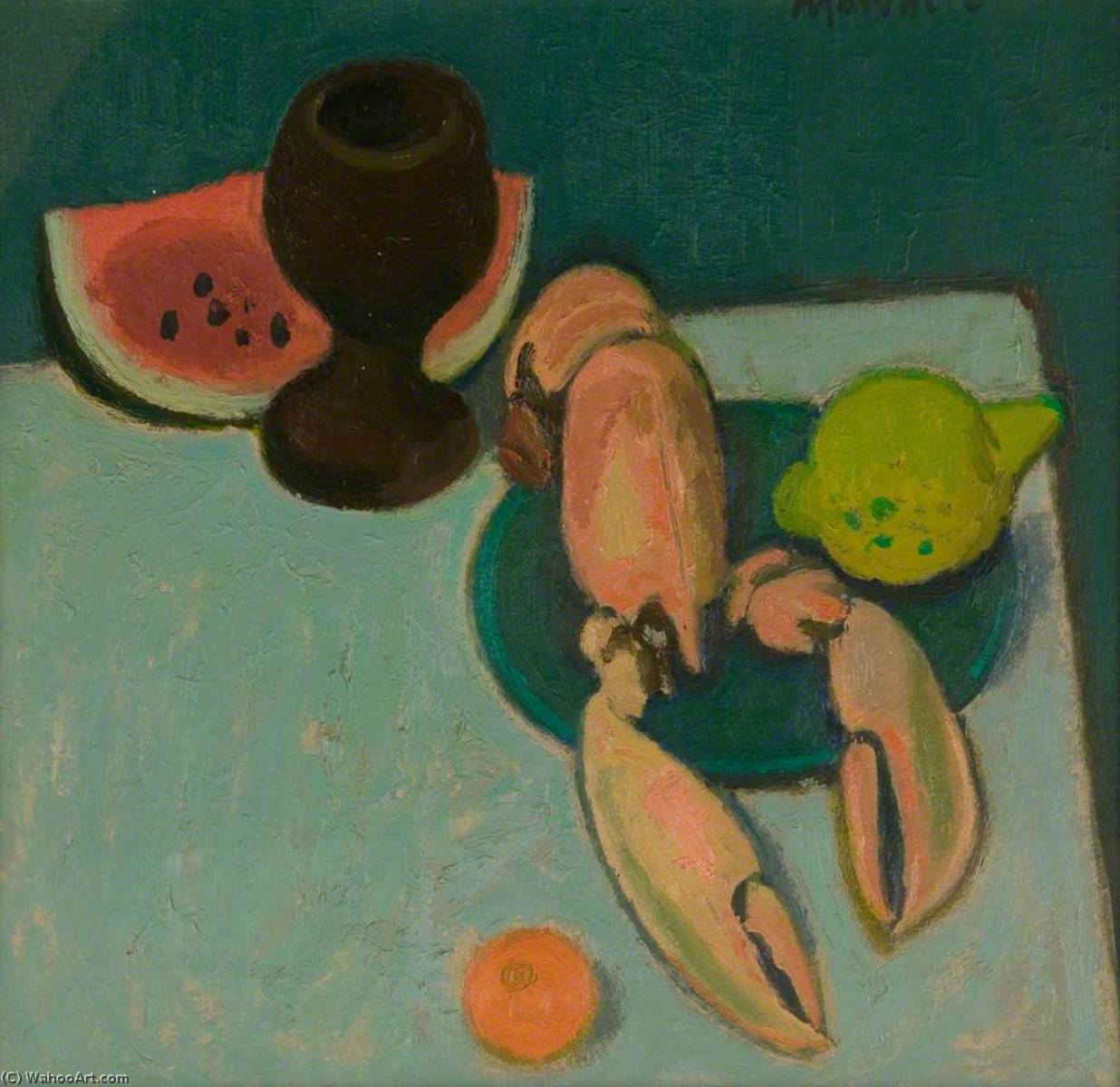 Still Life With Lobster And Watermelon — Alberto Morrocco