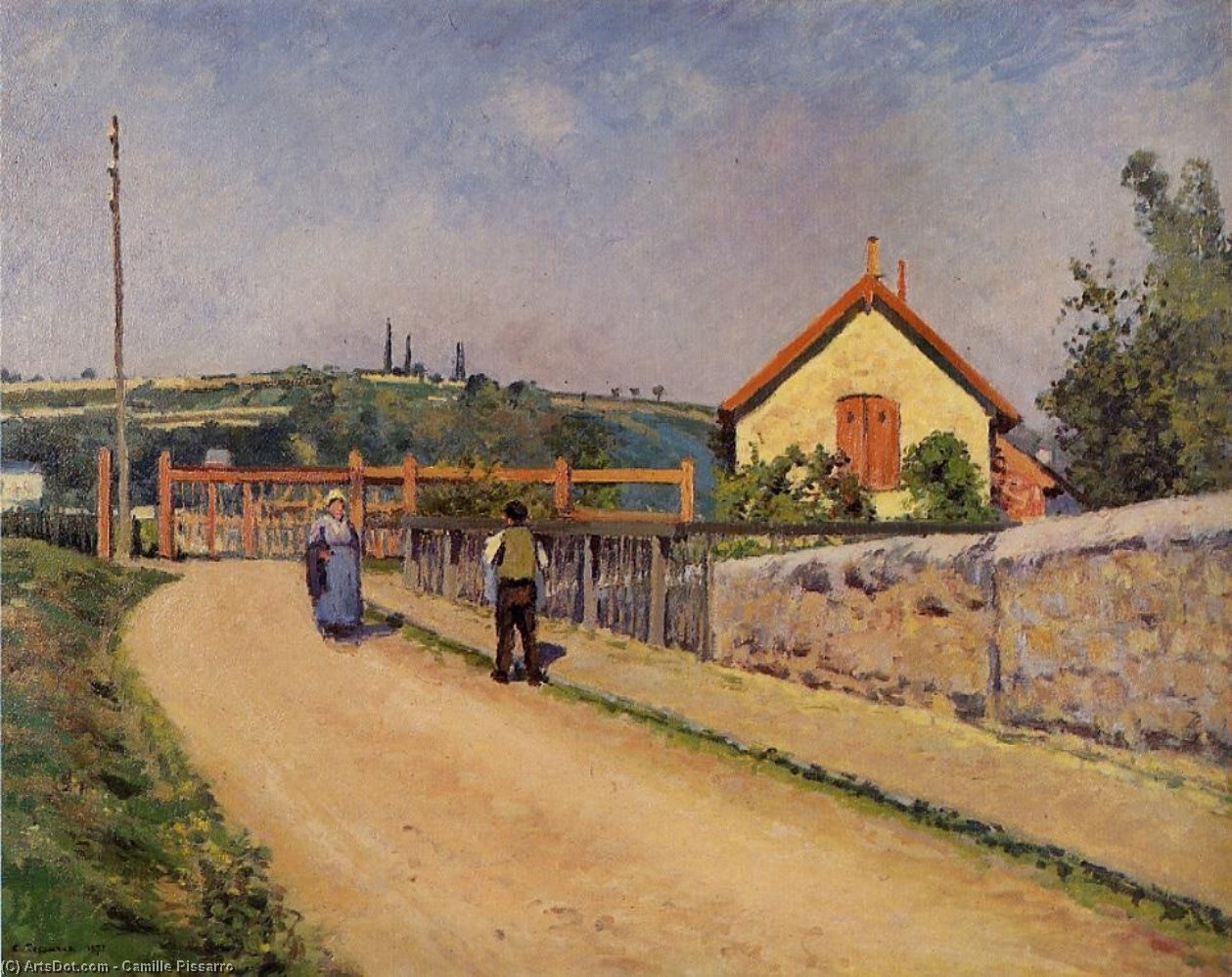 El Cruce Del Ferrocarril En Les Patis — Camille Pissarro