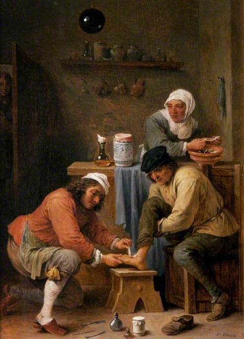 A Surgeon Treating A Peasant's Foot — David Teniers Ii Le Jeune