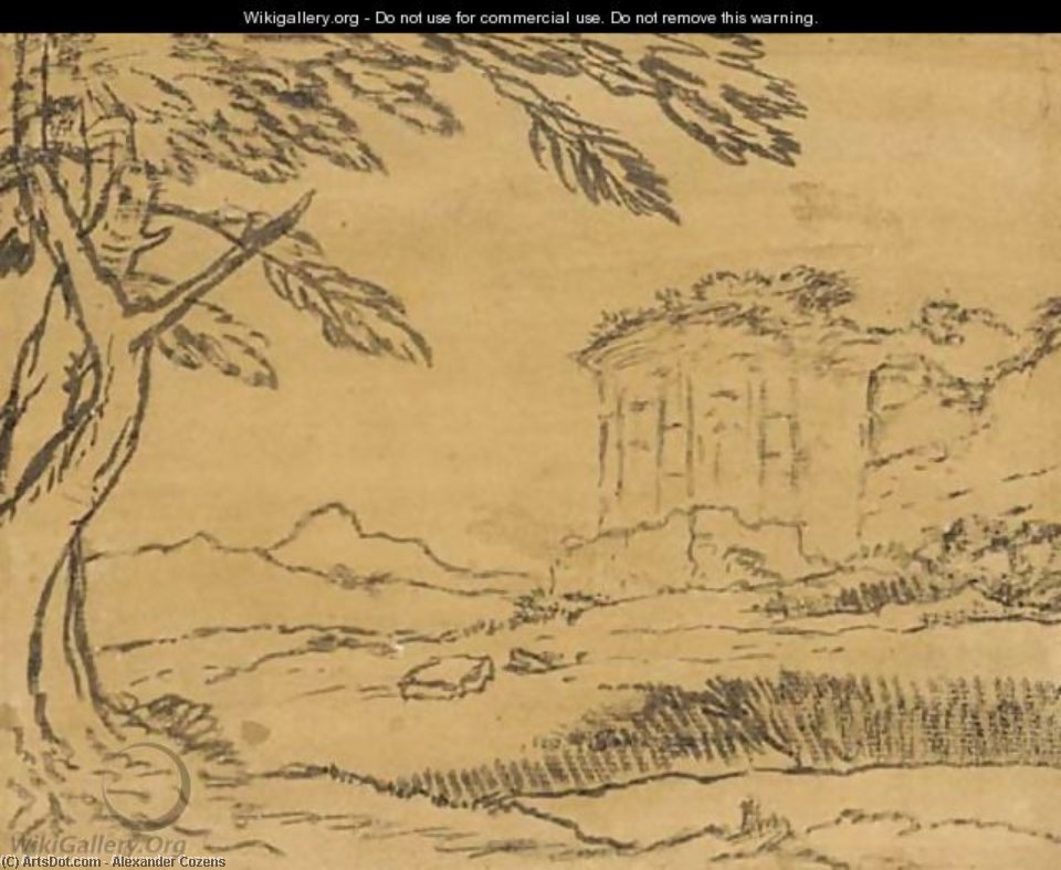 A Temple In A Landscape — Alexander Cozens