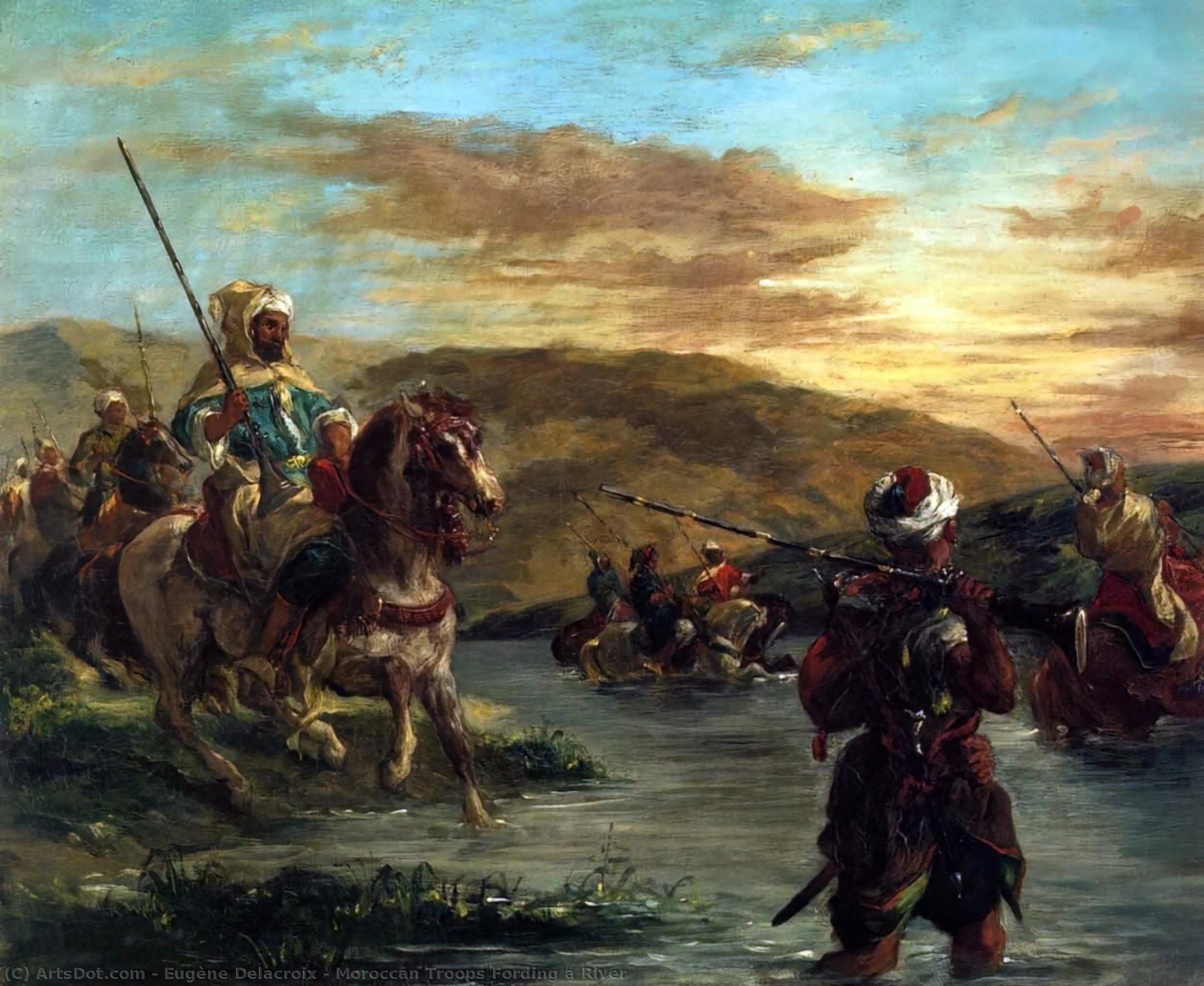 Marokkanische Truppen Überqueren Einen Fluss — Eugène Delacroix