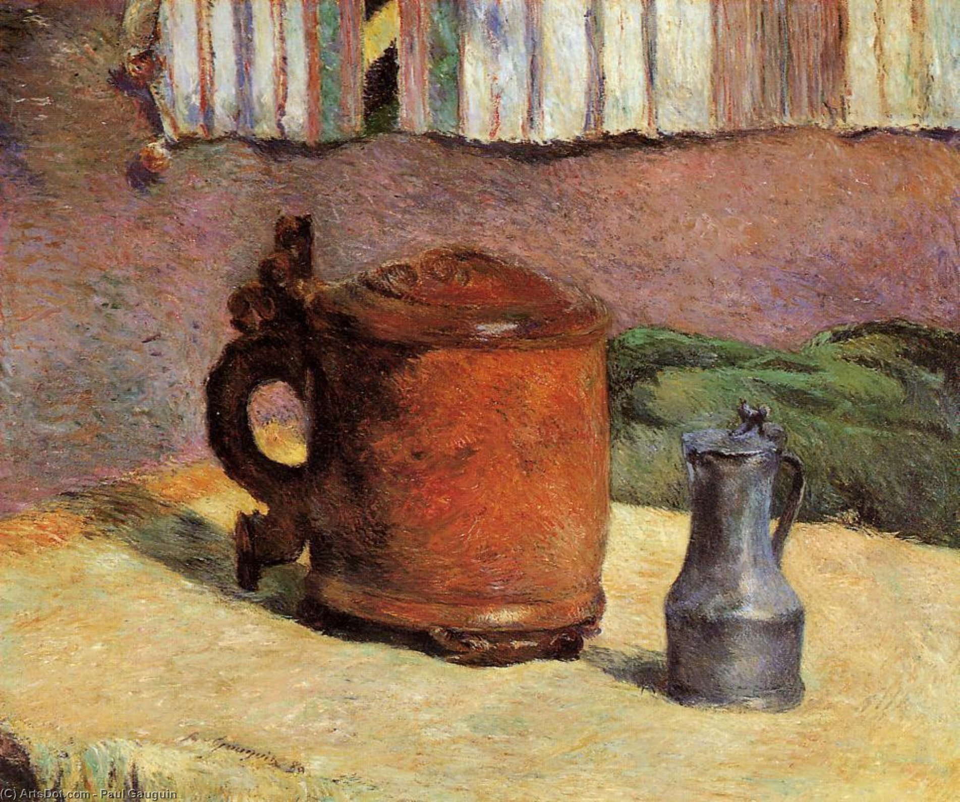 Still, Clay Jug And Iron Mug — Eugène Henri Paul Gauguin