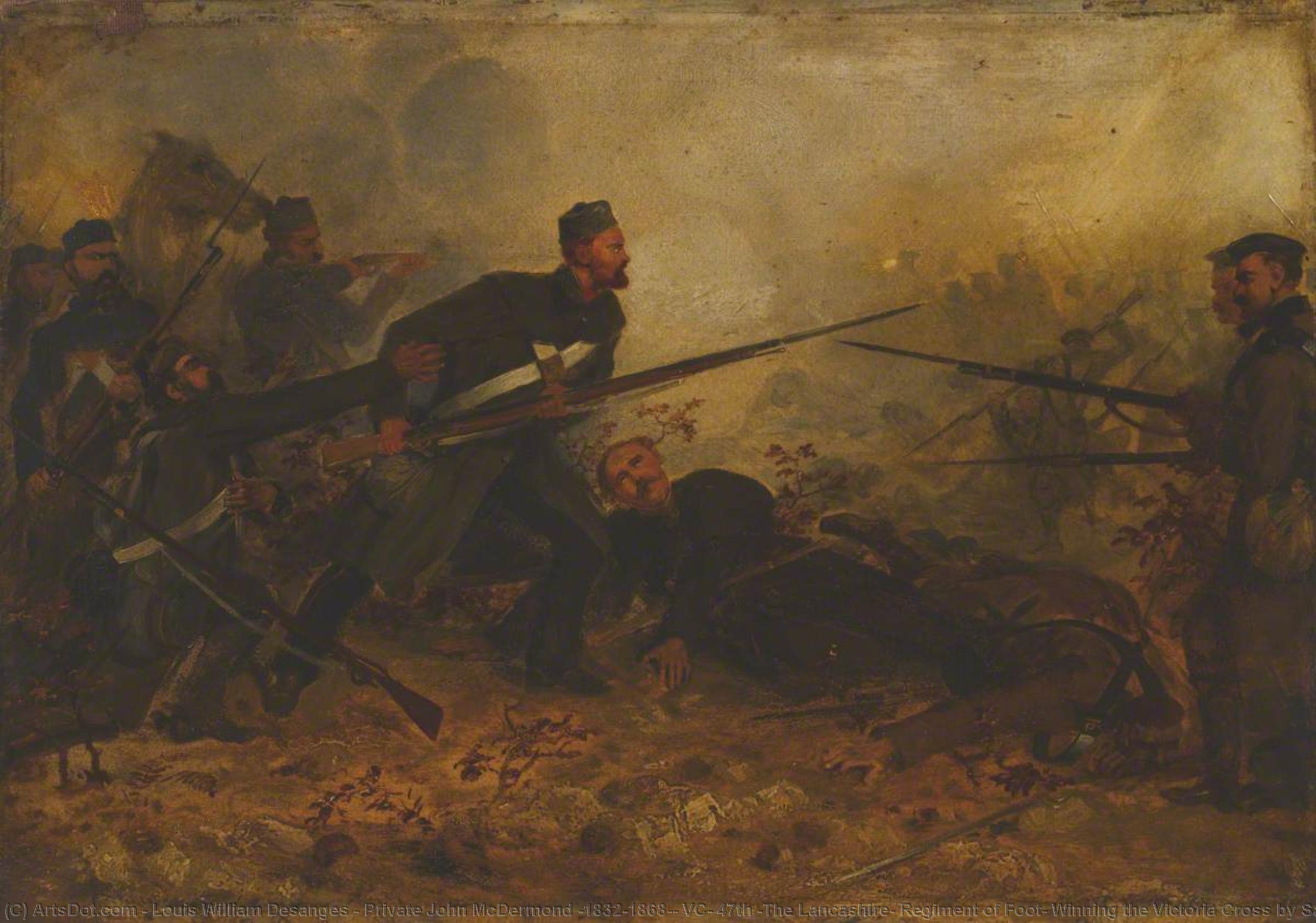 Private John Mcdermond (1832–1868), Vc, 47th (the Lancashire) Regiment Of Foot, Winning The Victoria Cross By Saving Colonel Haly, His Commanding Officer, At Inkerman, On 5 November 1854 — Chevalier Louis William Desanges