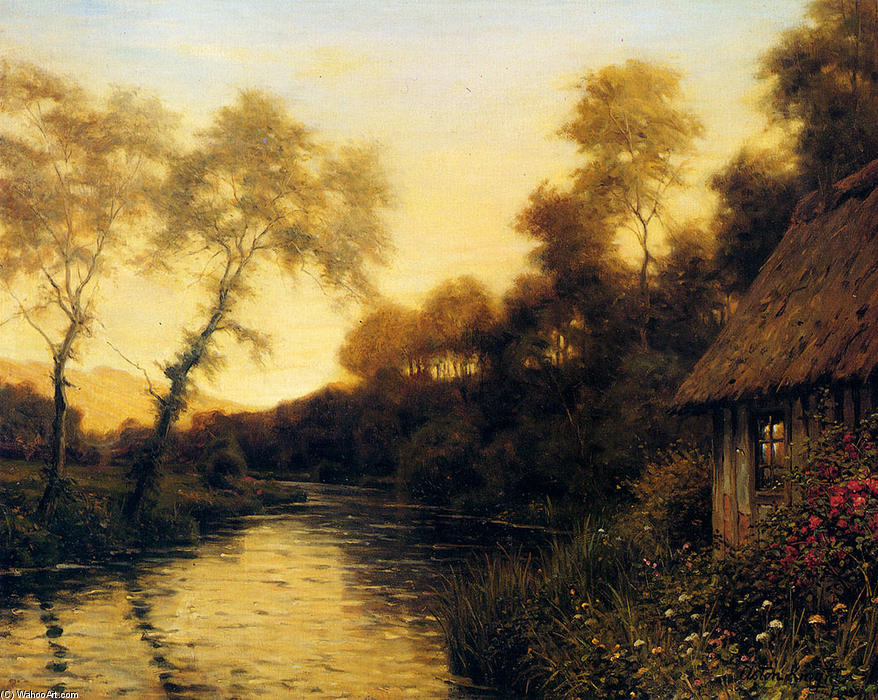 A French River Landscape At Sunset — Louis Aston Knight