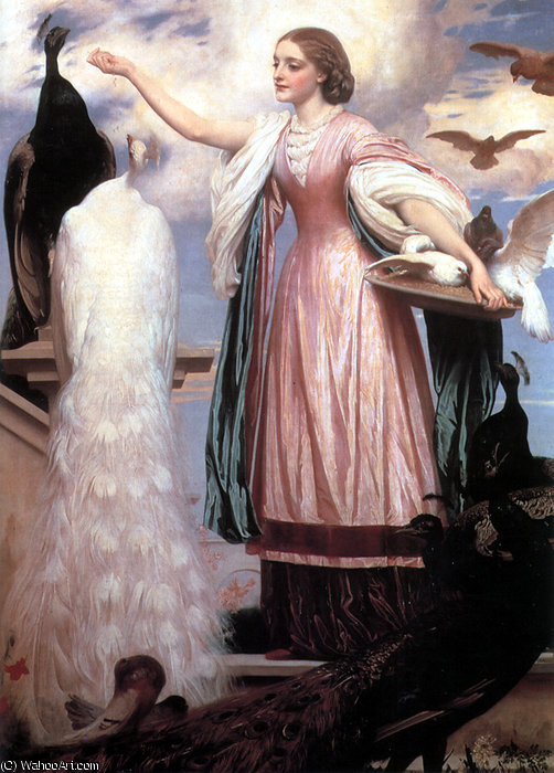 A Girl Feeding Peacocks — Sir Frederic Lord Leighton