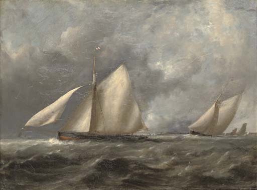 Royal Irish Yacht Club Cutters At The Turning Mark — John Christian Schetky