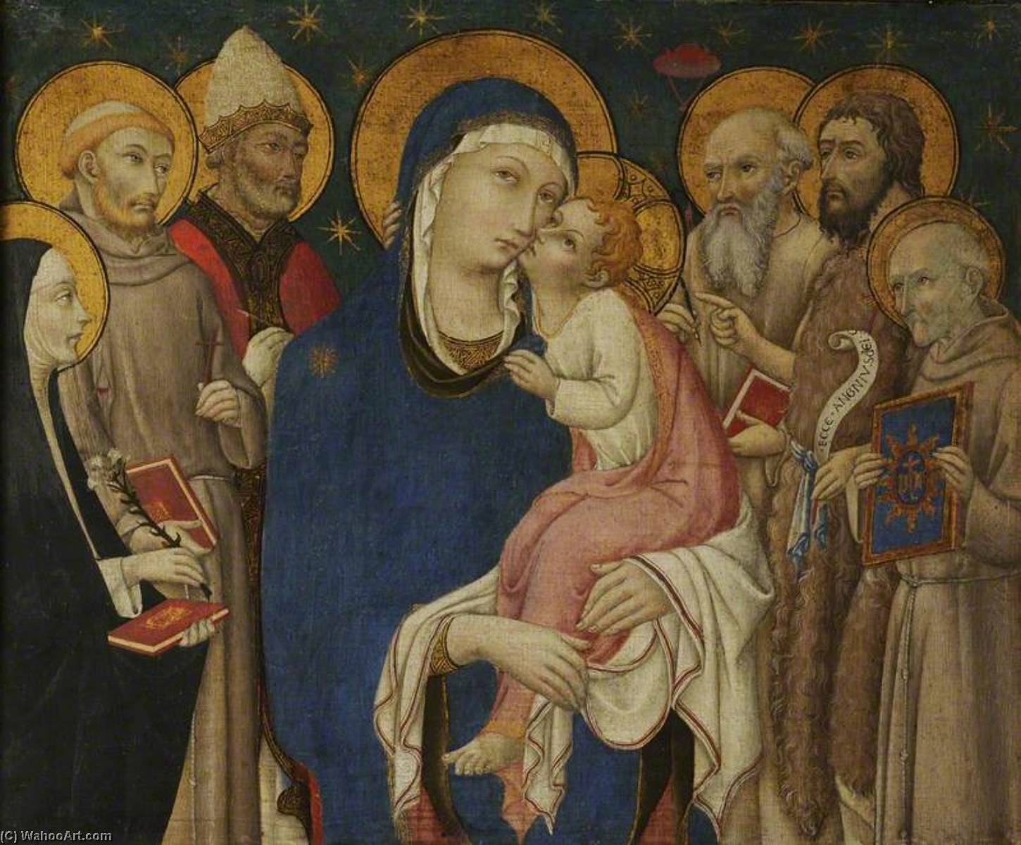 The Virgin And Child, With Six Saints (left, Saints Catherine Of Siena, Francis And Ambrose, And Right, Jerome, John The Baptist And Bernardin Of Siena) — Ansano Di Pietro Di Mencio
