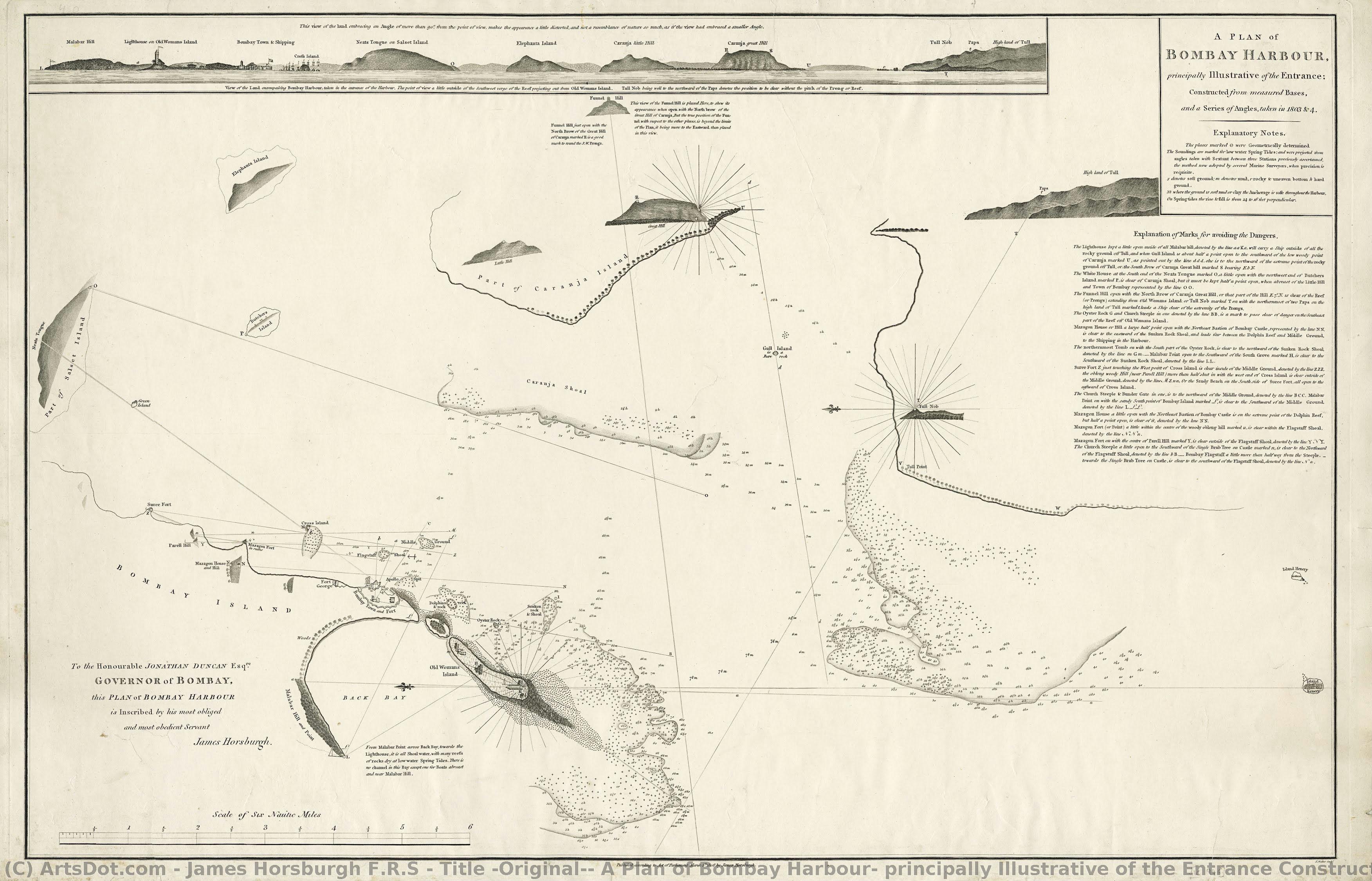Title (original): A Plan Of Bombay Harbour, Principally Illustrative Of The Entrance Constructed From Measured Bases, And A Series Of Angles, Taken In 1803 & 4. — James Horsburgh F.r.s